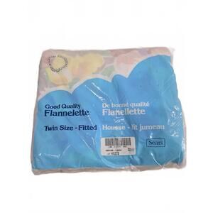 Vintage Sears Twin Fitted Sheet Bedding Flannelette Floral New Multicolor Soft